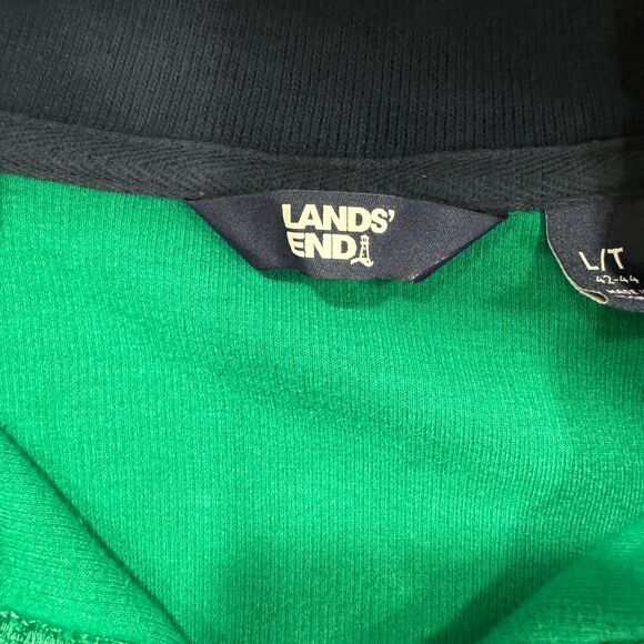 Lands End Pullover Mens Size‎ Large Tall 1/4 Zip All Cotton Sweater Green Preppy - Picture 5 of 10